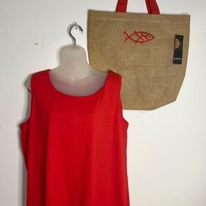 Women’s one size knit tank beach cover-up with coordinated beach bag tote. NWT